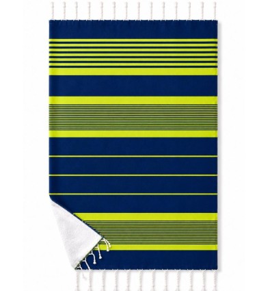 Fouta arthur doublée éponge bleu roi et jaune fluo
