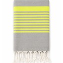 Toalla fouta gris y amarillo flúor con rizo