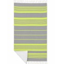 Fouta cinza e amarelo fluorescente com felpo
