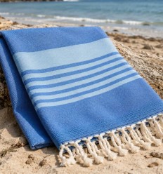 Fouta Arthur doublée éponge bleu roi et bleu azur