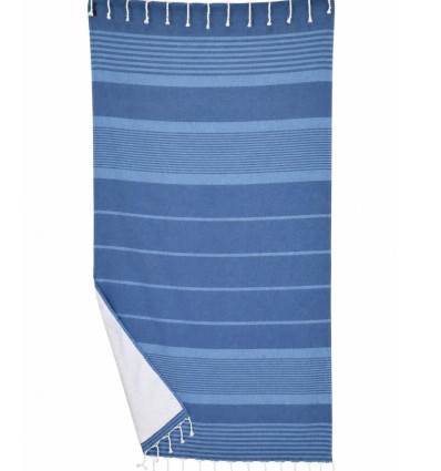 Fouta Arthur doublée éponge bleu roi et bleu azur