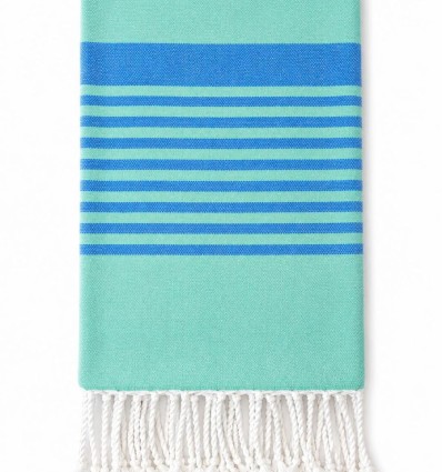 Arthur Fouta in Aquagrün mit blauen Streifen und Frottee