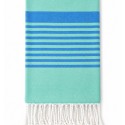 Arthur aqua green and blue striped terry-lined fouta