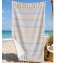 Arthur grey fouta with sky blue stripes and terry lining