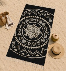 toalha de praia boêmio preto