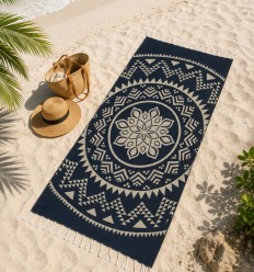 serviette de plage bohémian bleu foncé