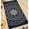 Serviette de plage bohémian bleu nuit-FOUTA TUNISIA