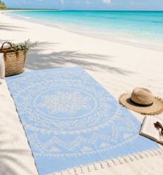 Telo mare bohémien blu-FOUTA TUNISIA