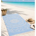Toalla de playa bohemia azul-FOUTA TUNISIA