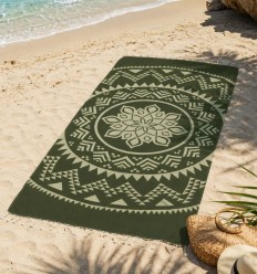 Toalla de playa verde militar - FOUTA TUNISIA