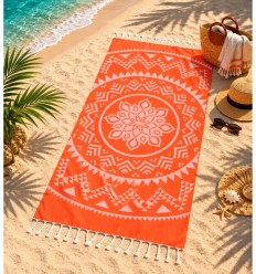 Fouta bohémian orange