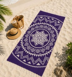 Bohemian purple beach towel-FOUTA TUNISIA