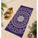 Toalla de playa morada bohemia-FOUTA TUNISIA