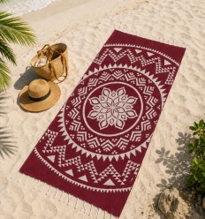 Serviette de plage bohémian rouge bordeau