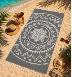 bohemian beach towel charcoal gray