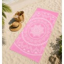 Fouta bohémian rose bonbon clair