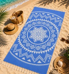 Serviette de plage Fouta bohémian bleu