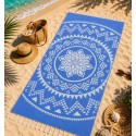 Serviette de plage Fouta bohémian bleu - FOUTA TUNISIA