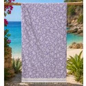 Fouta Jacquard parme Motifs Floraux – Élégante & Absorbante