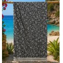 Fouta gris anthracite Chic – Motifs Floraux Jacquard Élégants