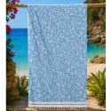 Fouta Fleur de Lys bleu roi clair
