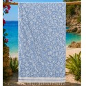 Fouta Fleur de Lys bleu ciel
