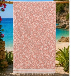 Fouta Fleur de Lys pêche