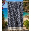 Fouta Fleur de Lys bleu nuit