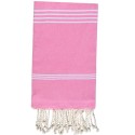 Serviette de plage mykonos rose dragée - FOUTA TUNISIA