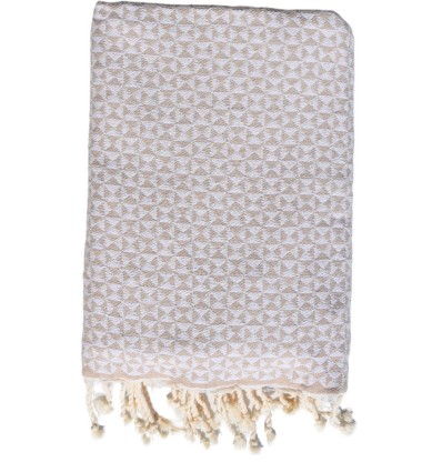 Fouta couple papillon beige - Jeté de canapé
