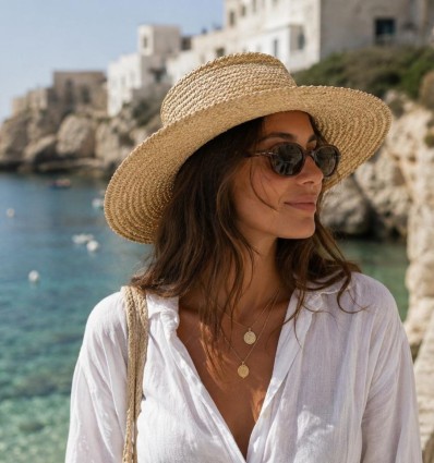 Chapeau en palmier tressé