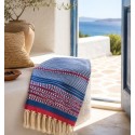 Fouta arabesque bleu avec rayures