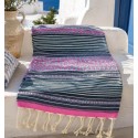 Fouta arabesque rose et vert d'eau