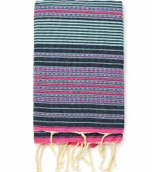 Fouta arabesque rose et vert d'eau 2