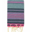 Fouta arabesque rose et vert d'eau