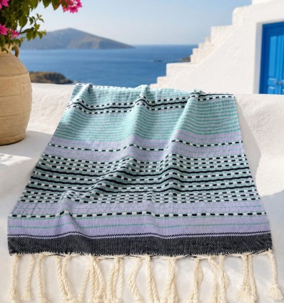Fouta arabesque lavande avec rayures
