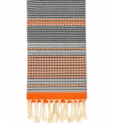 Fouta arabesque orange et gris 2