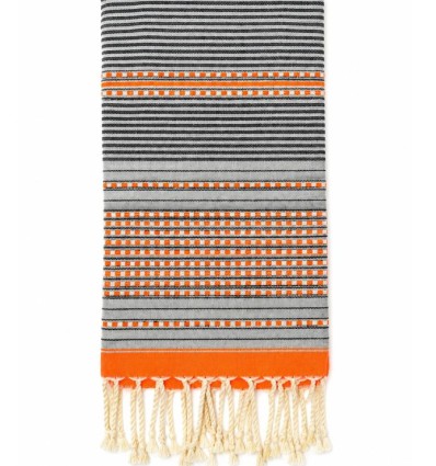 Fouta arabesque orange et gris
