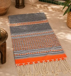 Fouta arabesque orange et gris