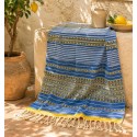Fouta arabesque jaune et bleu
