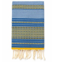 Fouta arabesque jaune et bleu 2