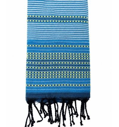 Fouta arabesque bleu et bleu marine