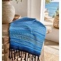 Fouta arabesque bleu et bleu marine