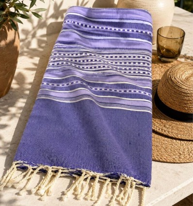 Fouta arabesque violet et parme
