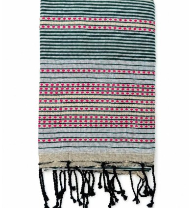 Fouta arabesque beige et gris
