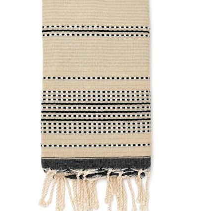 Fouta arabesque gris foncé avec rayures