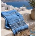 Fouta arabesque bleu clair et bleu