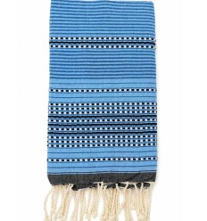 Fouta arabesque bleu clair et bleu 2