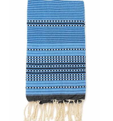 Fouta arabesque bleu clair et bleu