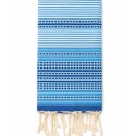 Fouta arabesque bleu marine et bleu ciel